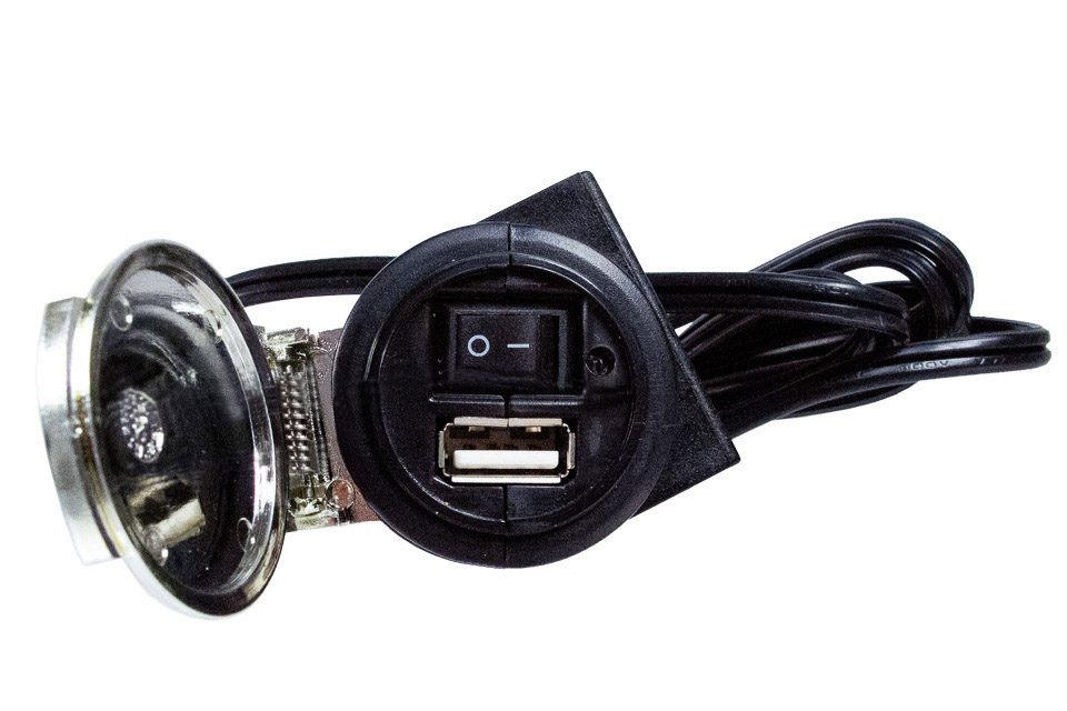 USB Outlet with Switch, Chrome