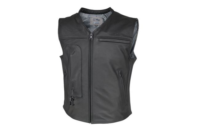 Helite Custom Leather Airbag Vest Black - Main Image
